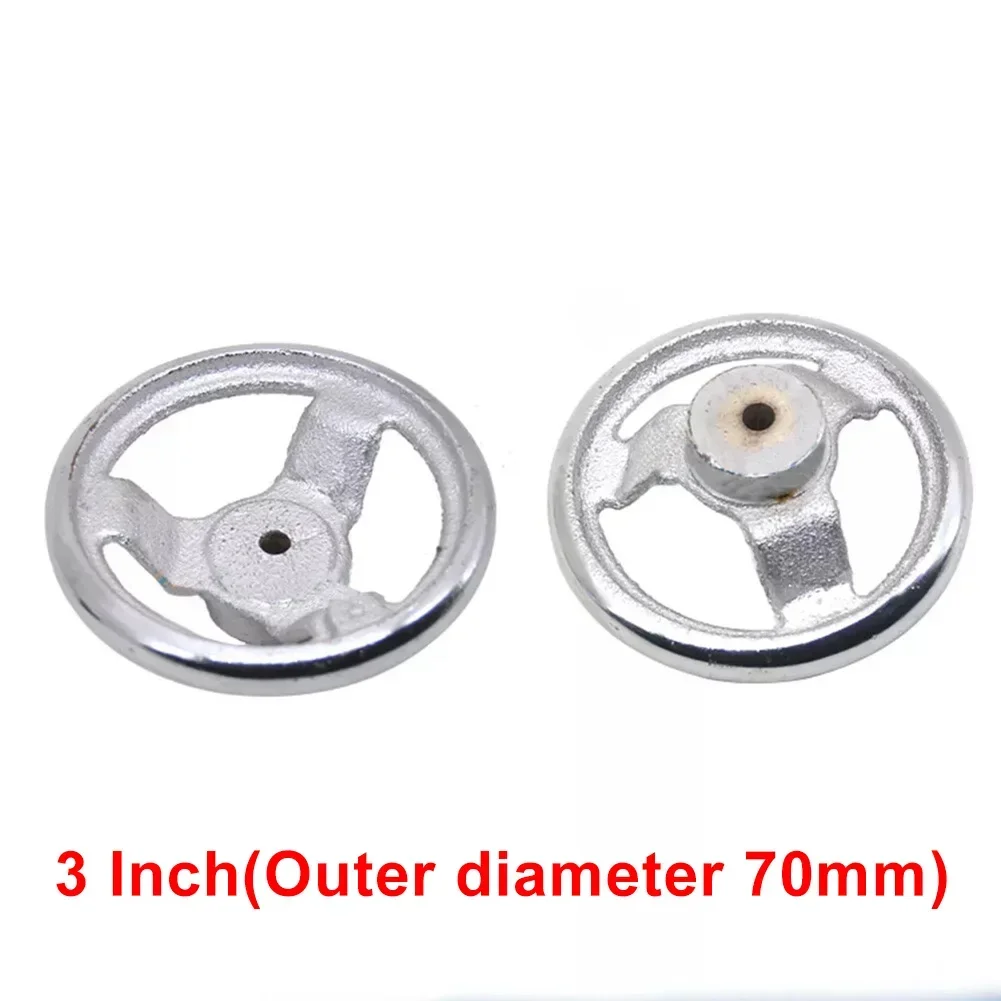 3-12inch Handwheel 3-spoke Machinery Chrome Plated Steel Inner Wave Round Rim Inner Corrugated