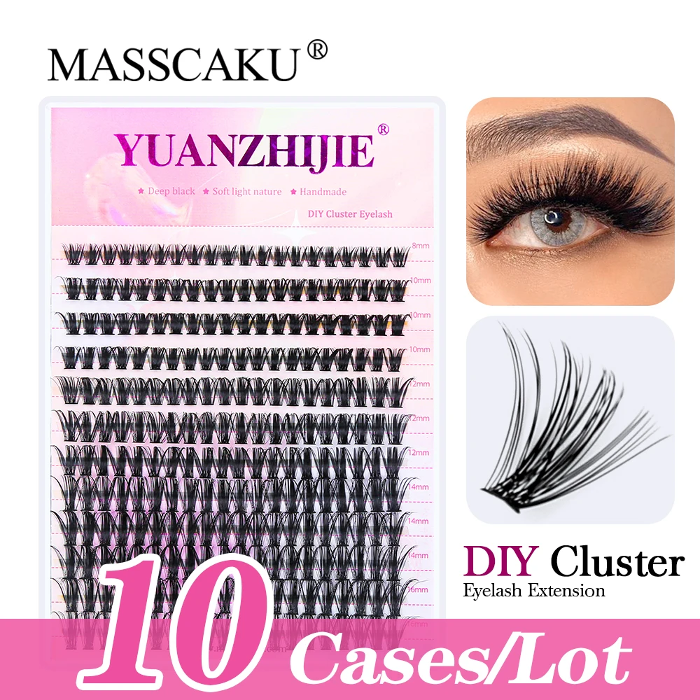 

MASSCAKU Cluster False Eyelashes Professional 40P 0.07C Curl 8-16mm Mixed Natural Silk Eyelashe(10 pcs/lot)