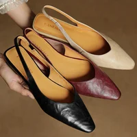 Danxuefei femmes en peau de mouton bout pointu slingback sandales plates à enfiler décontracté femme doux confortable chaussures d'été pour femme 4