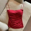 Summer Fashionable Comfortable Girls Solid Color Tank Top Girls Thin Shoulder Strap Pleated Daily Wear Casual Underwear New 3