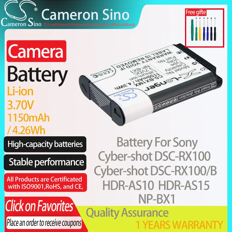 Batteria Cameronsino Per Sony Cyber-Shot Dsc-Rx100 Cyber-Shot Dsc-Rx100/B Hdr-As10 Per Sony Np-Bx1 Batterie Per Fotocamere Digitali