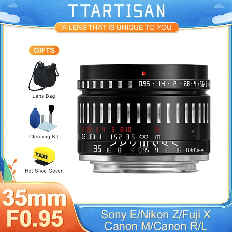 

TTArtisan 35 мм F0.95 фоторамка Большая диафрагма ручной объектив для Sony E Nikon Z Canon EOSR RF EFM Panasonic Leica Sigma L Fuji X