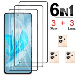 Premium Tempered Glass Screen and Camera Lens Protector for V23 Pro (3pcs black 3pcs lens)