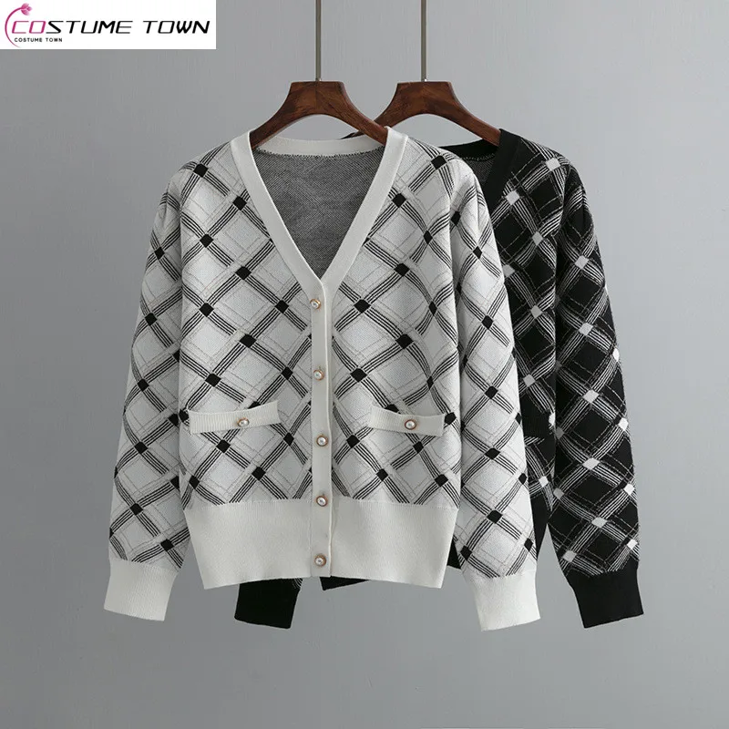 Lingge Sweater Coat Women's Early Autumn New Small Fragrance Single Breasted Knitwear Loose Fashion Cardigan Top