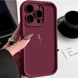 Elegant Shockproof Rose Flower Soft Case - Stylish Protective Cover - iPhone 12 Mini (Wine red Y13 - T10164)