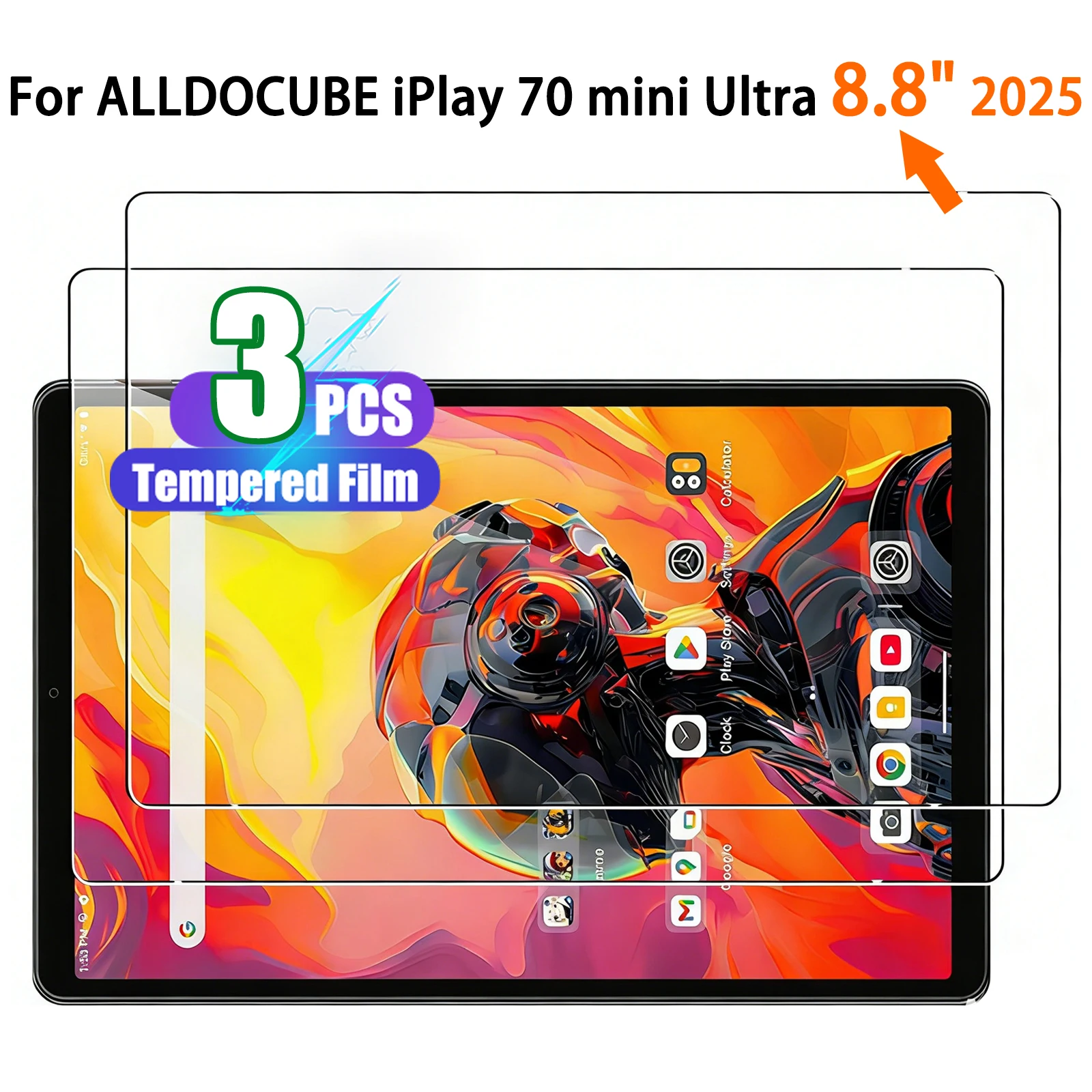 8.8-Inch Ultra HD Clear Tempered Glass Screen Protector, Impact-Resistant Film