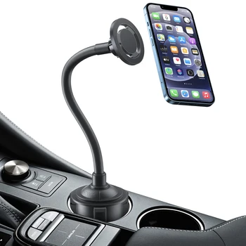 Magnetic Cup Holder Phone Mount – Adjustable Gooseneck Cradle for Car