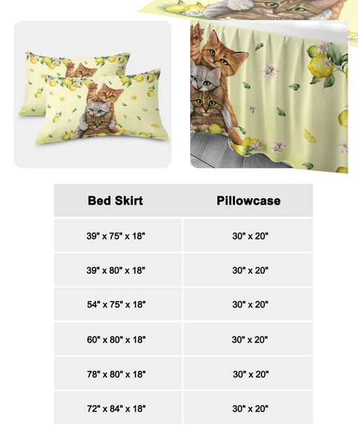과일 레몬 고양이 침대 스커트: 귀여움과 편안함이 만나는 꿈의 침구 세트