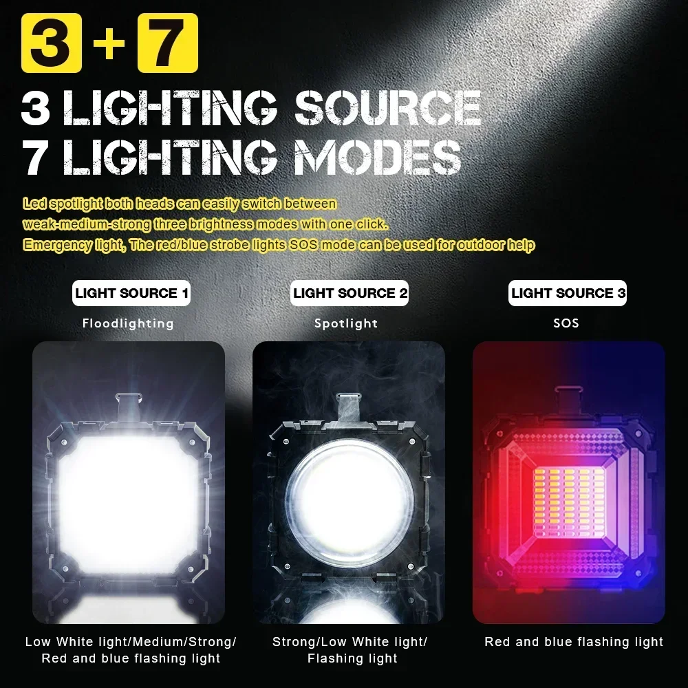 10000mAh Bright Spotlight Rechargeable Powerful Flashlight 7 Mode Dimmable Camping Searchlight Portable Torch led flashlight,camping lamp,camping lights For Fishing Hiking