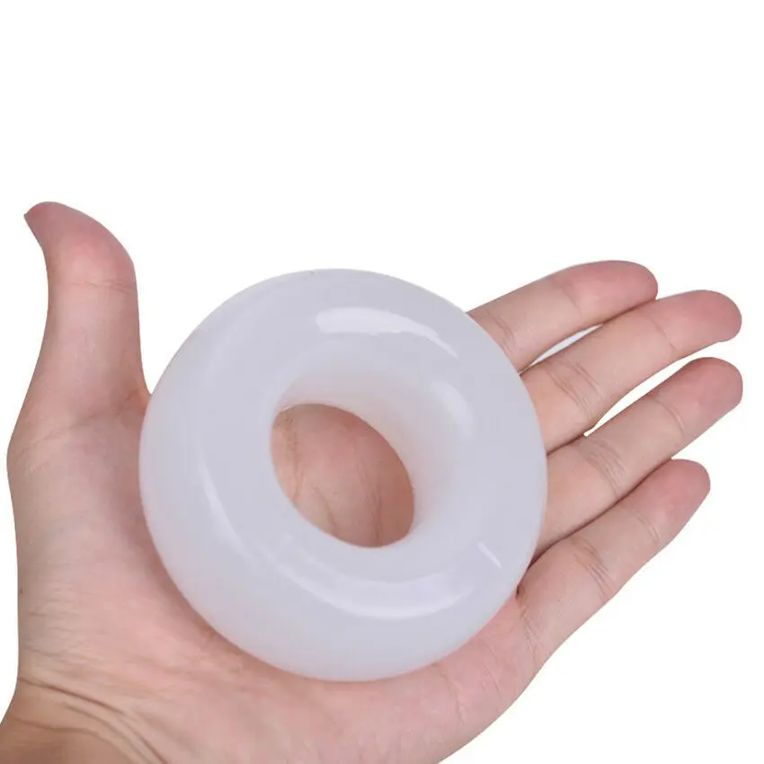 Anello del cuscinetto del peso del Silicone maschile aumenta l'attrezzo ginnico del pene blocco maschile anello del pene dello sperma ritardo anello della barella del pene riutilizzabile bianco