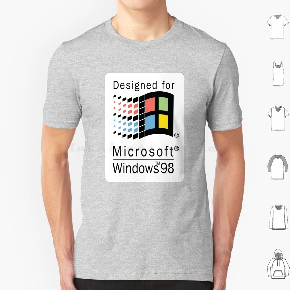 Progettato Per Microsoft Windows 98 T Shirt 6Xl Cotton Cool Tee Progettato Per Windows Windows 98 Progettato Per Microsoft