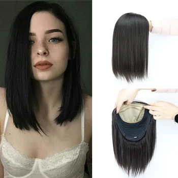 Natural Black Medical Wig Silk Base with PU Custom Made Virgin European Human Hair Wig Lace Front Human Hair Wig for White Women