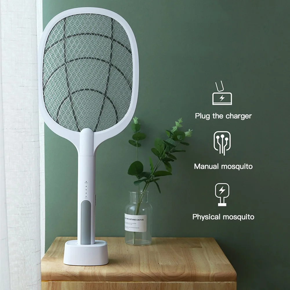 

Electric Flies Swatter Killer with UV Light USB Rechargeable LED Lamp Summer Mosquito Trap Racket Anti Insect Bug Zapper