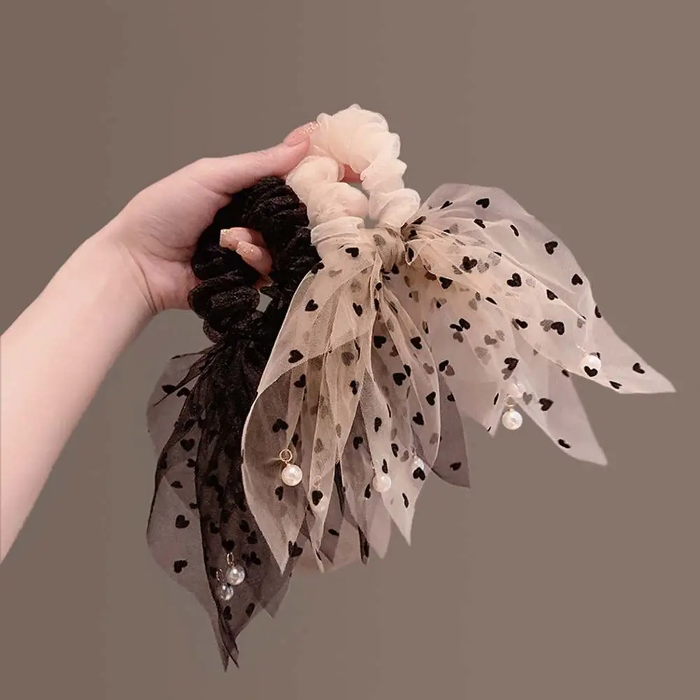 

Summer Polka Dot Large Intestine Tassel Hair Ring Mesh Dot Hair Rope Female Hair Accessories Korean Style Scrunchies