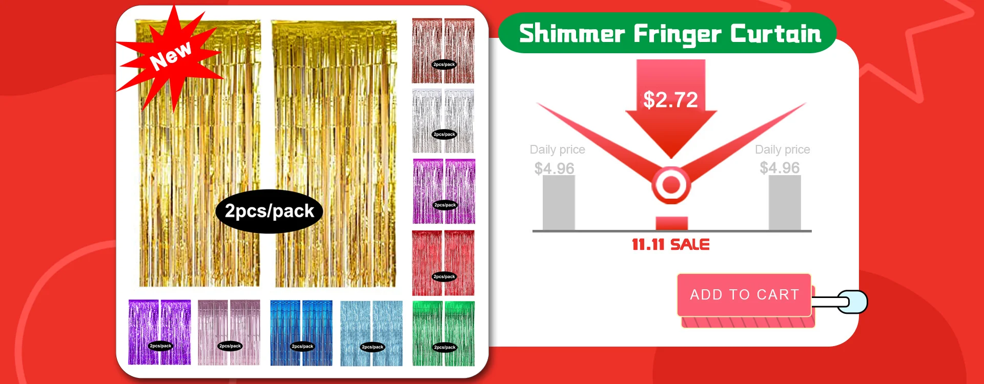 Description Picture 3 of item2 Pack Party Glitter Curtain Backdrop Decorations Silver Rose Gold Laser Party Curtain for Birthday Wedding Party Background