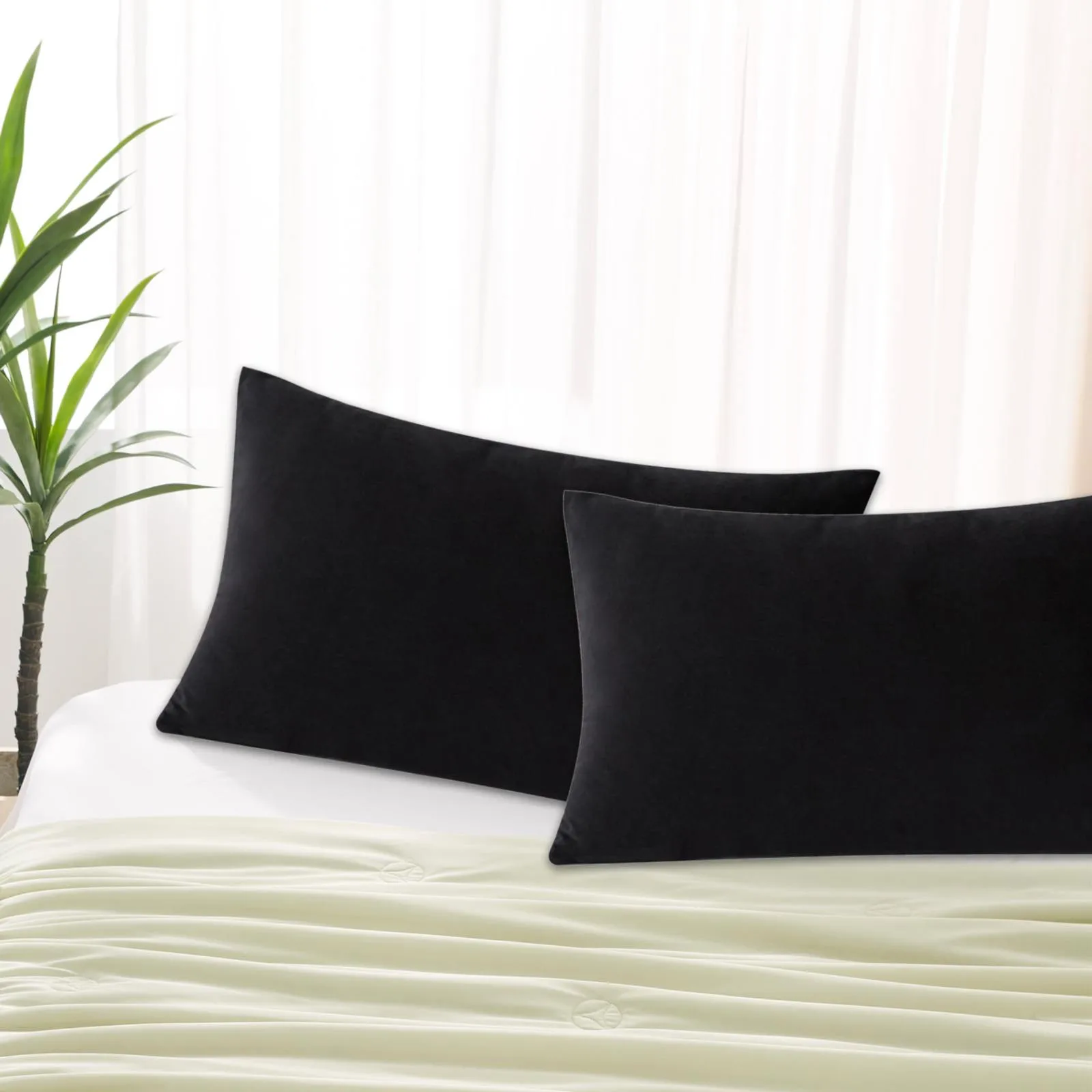 2PCSStandardSizeSatinPillowCoversWith14X19Pillowcase