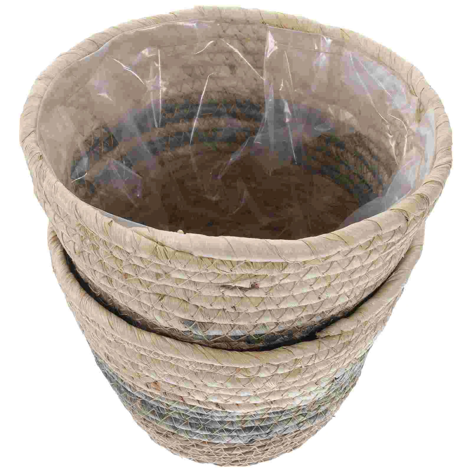 

2 шт., соломенные тканые цветочные корзины