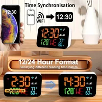 Tuya WiFi Desktop Clock Calendar Intelligent Thermometer Hygrometer with Digital LED Display Support WIFI Auto-Calibration 5