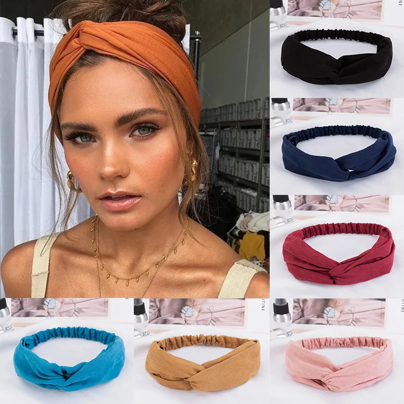 

2022 New Design Fashion Women Summer Style Headbands Bohemian Girl Cross Turban Bandage Bandanas Hairbands Hair Accessories