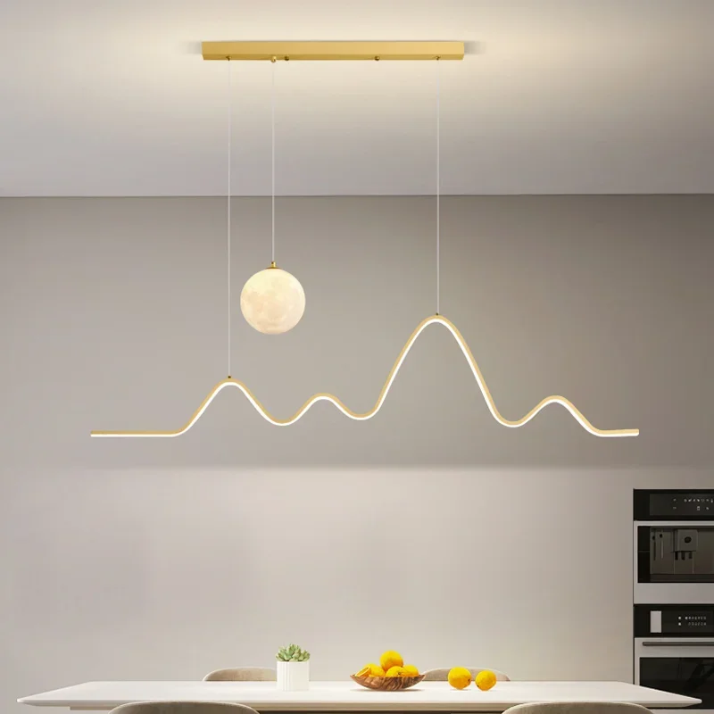2023 Dining Table Modern Led Pendant Light Lamp For Dining Room Kitchen Bar Designer Line Chandelier Lighting Decor