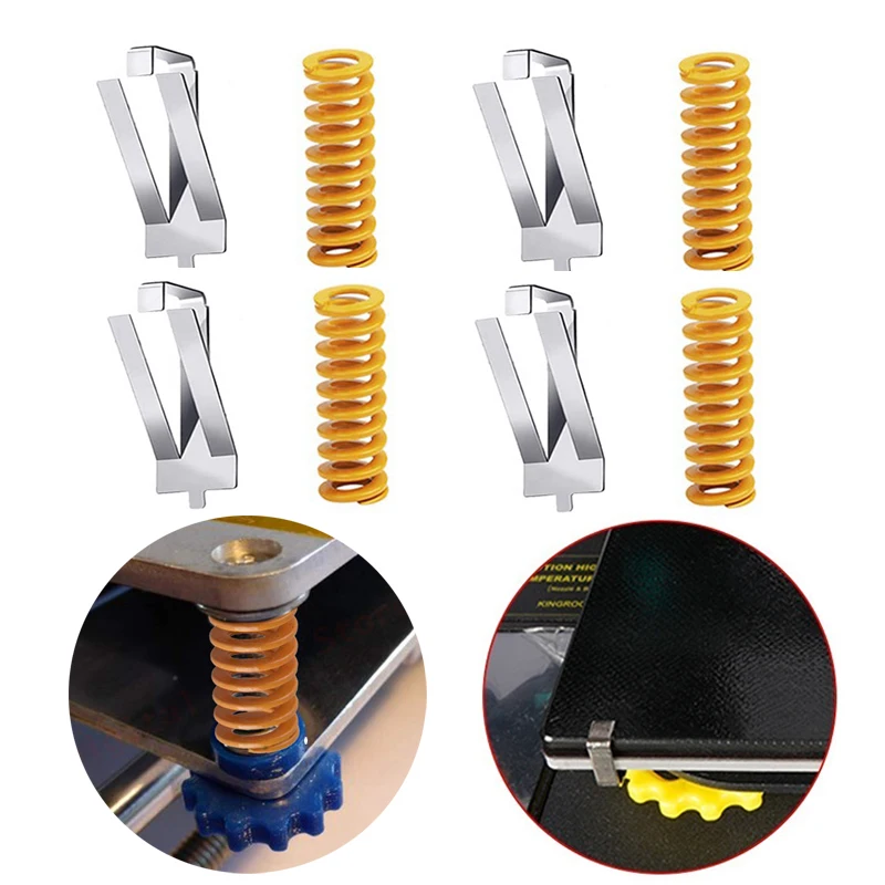 

4pcs Glass Heated Bed Clip Clamp 3D printer parts Heatbed clip with Hot Bed Springs for Ender 3 Pro, Ender 3 V2, CR-10S