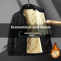 Men's Fce Lined Cotton Jaet Winter Warmth Anti-Cold Large Size Youth Collar Long Sve Casual Cotton Coat