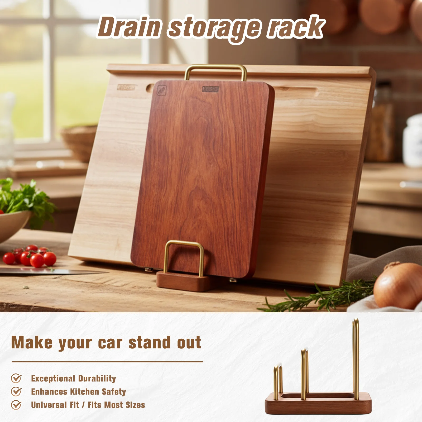 Cutting Boards Holder Multi Layer Pot Lid Storage Organizer Wear Resist Pan Storage Drain Rack for Home Kitchen Countertop