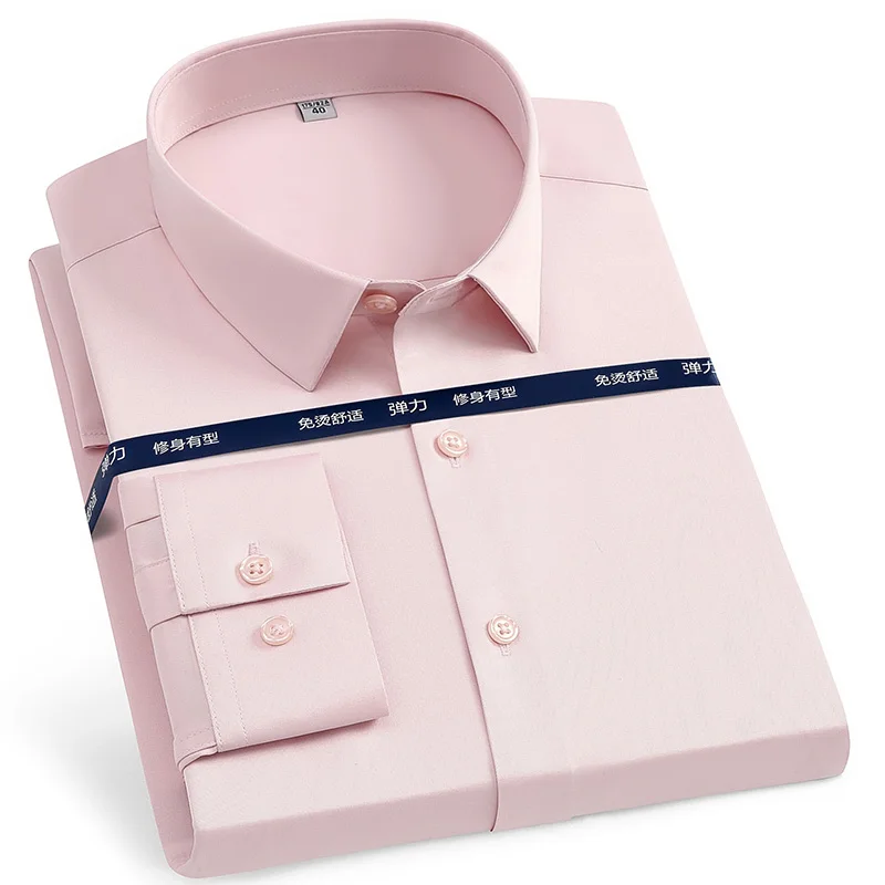 

Men's Dress Shirt Stretchy Smooth Long Sleeve Solid Summer New Fashion Comfortable Standard-fit Wrinkle Free Smart Casual Shirts