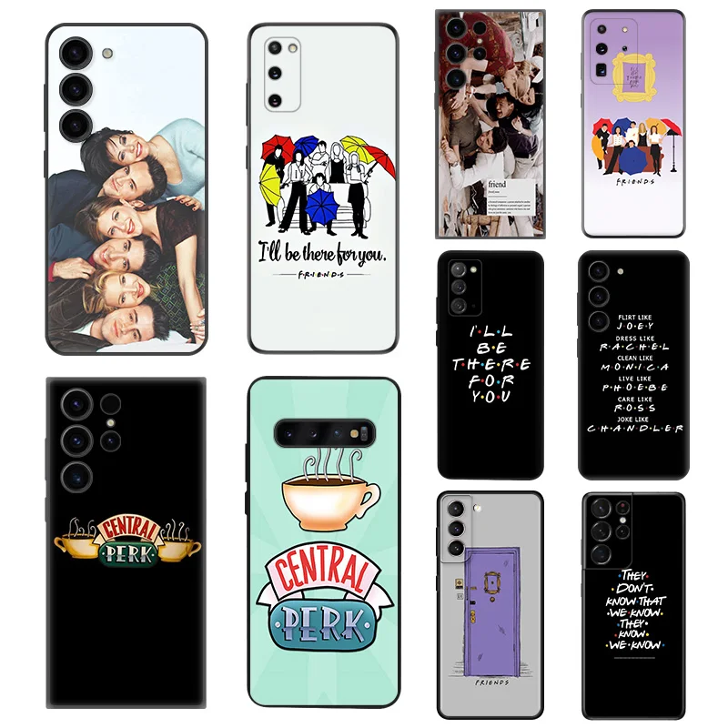 

Friends Series Silicone Black Phone Cases for Samsung Galaxy S23 Ultra 5G S22 S21 S20 FE Plus Note 20 10 9 8 S10 E Lite Cover