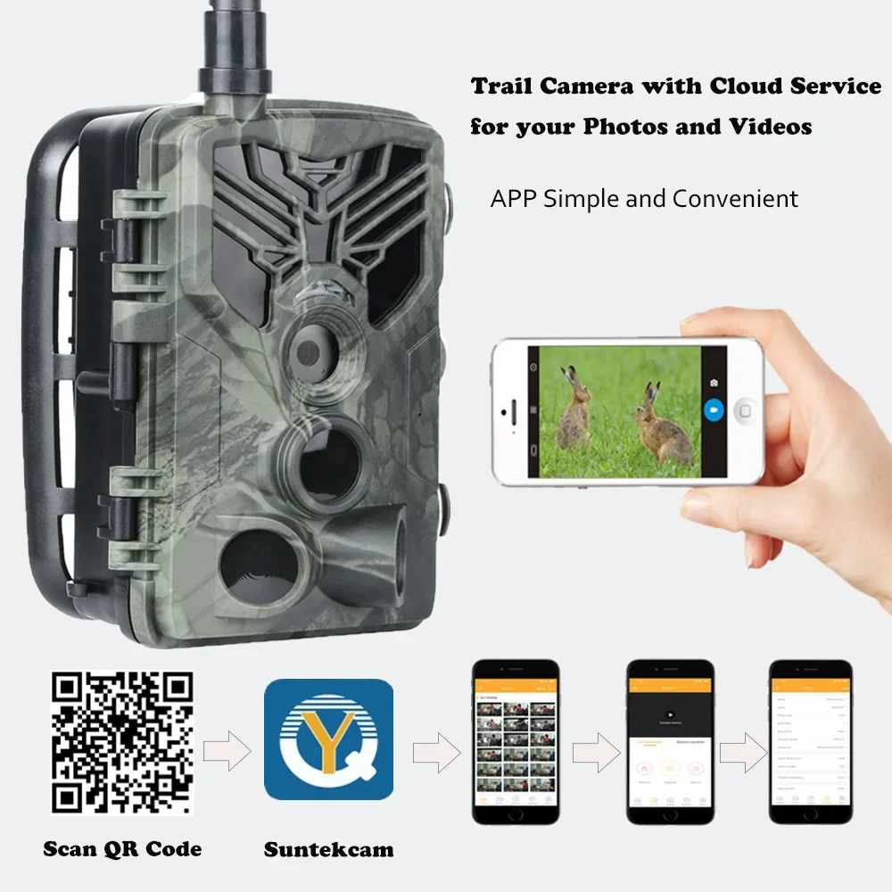 HC-810PRO 4K Live Broadcast Trail Camera Wireless 4G Wildlife Hunting Camera 30MP Night Vision Cameras APP Mobile Surveillance