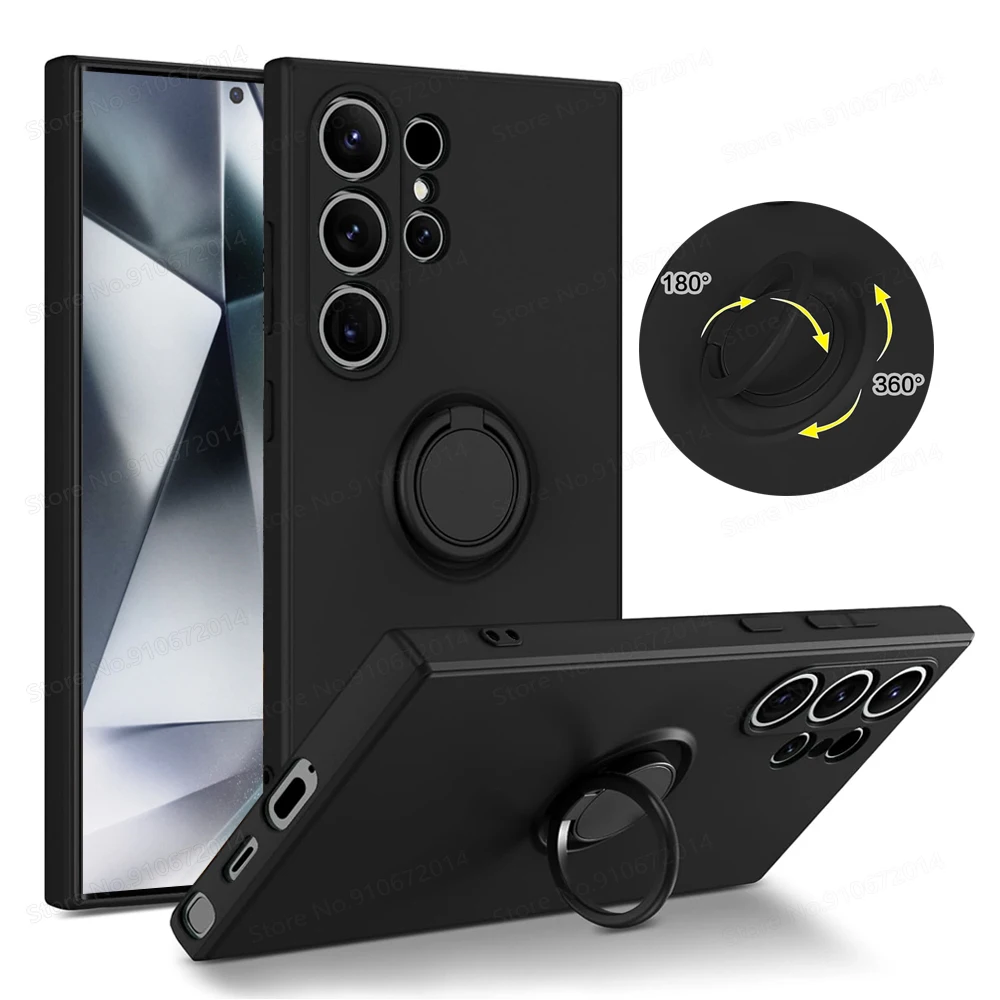 Magnetic Ring Phone Stand Liquid Silicone Matte Case - Ultra 5G Cover