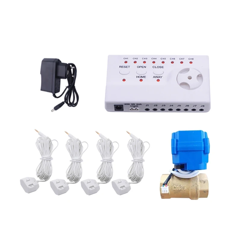 

Water Leakage Detector WLD-806 with Brass Smart Valve 1" DN25 and 4pcs 6-Meter Water Sensor Protection Against Leaking
