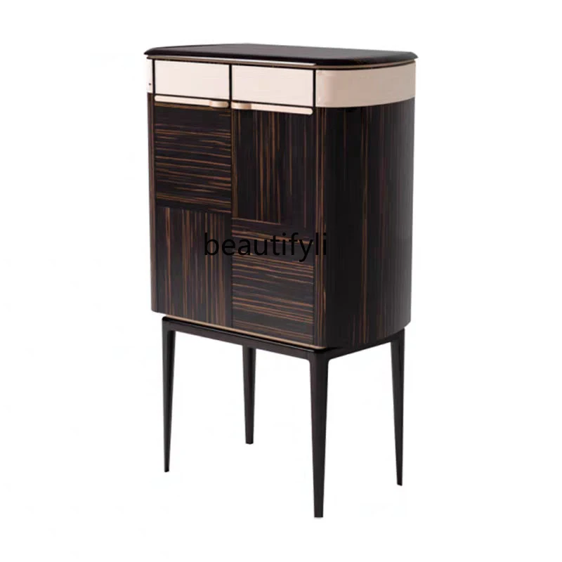 

Italian Affordable Luxury Style Dining Room Side Cabinet Wine Cabinet Integrated Wall Solid Wood Simplicity Post-Modern High