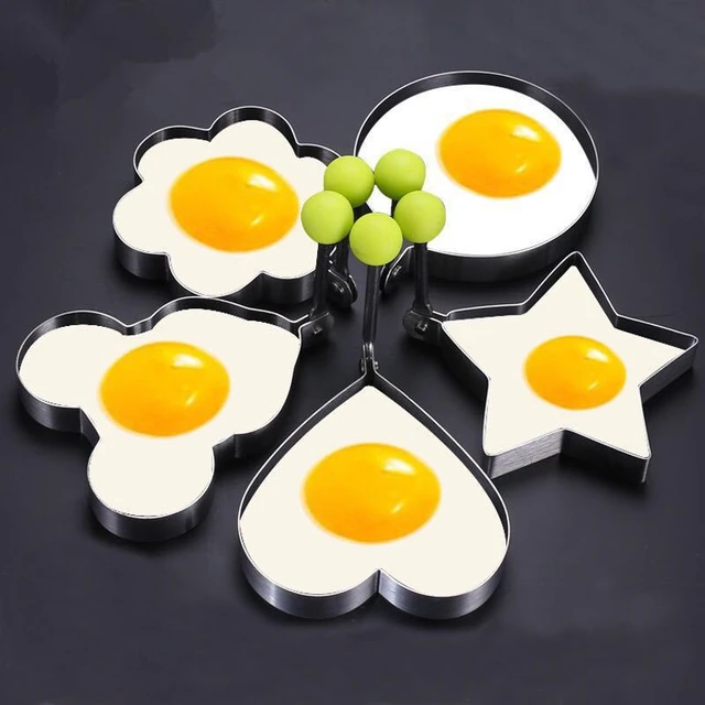 Fried Egg Mold Ring Set of 10 - Stainless Steel Non-Stick Egg Shaper Ring