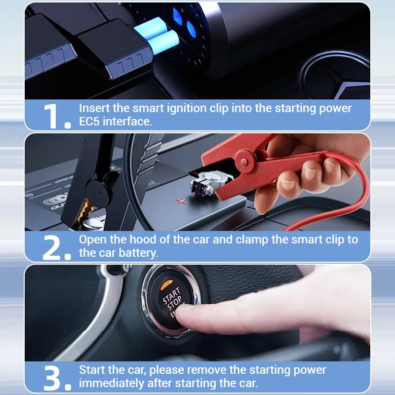 4 IN 1 Car Jump Starter 8000mAh Power Bank 12V Emergency Battery Booster Starting Device 150PSI Car Air Pump With Lighting