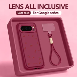 Cherry Printed Shockproof Soft TPU Phone Case with Lanyard Cover - Google Pixel 8 Pro (A730 Wine Red)