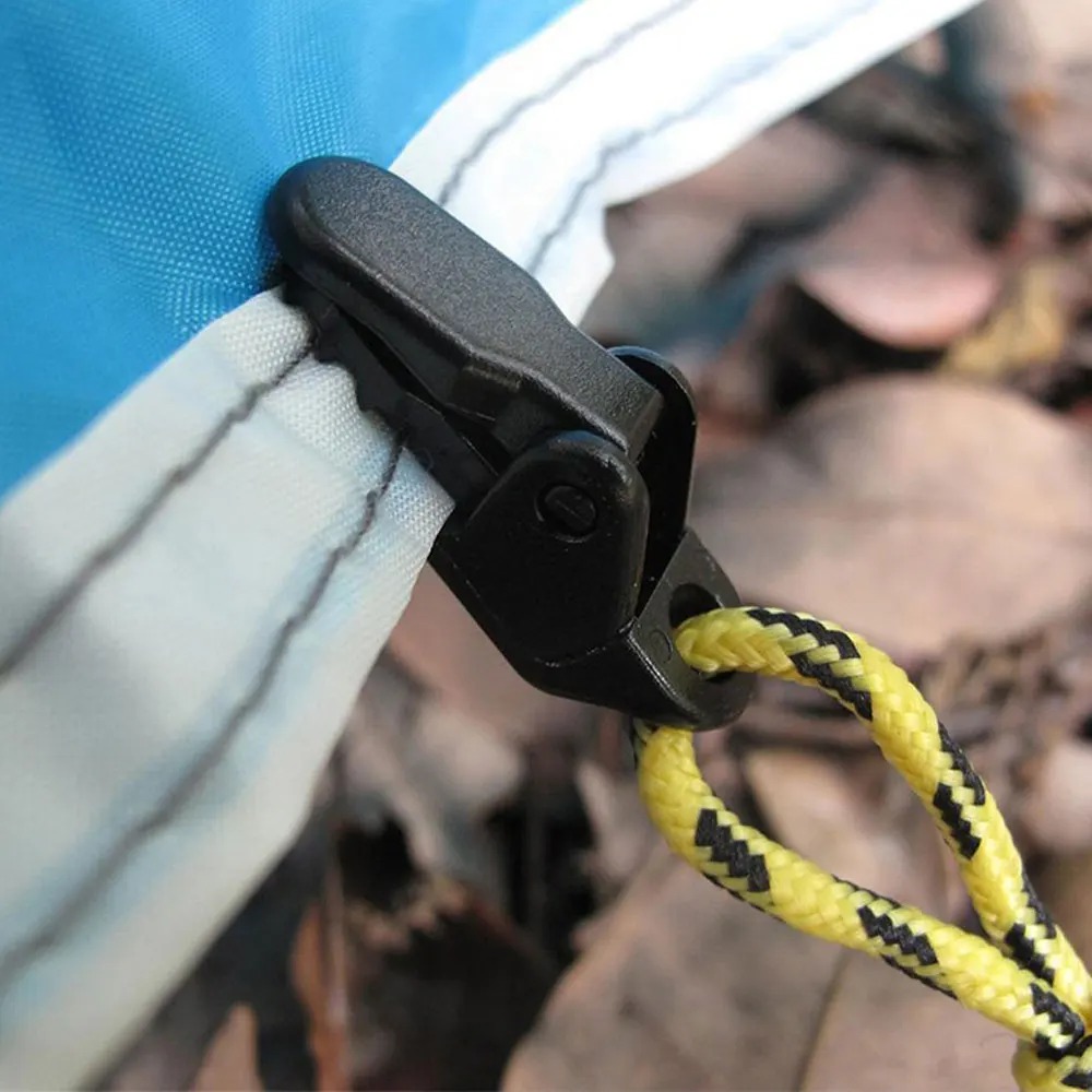 Shade Cloth Clips 10Pcs Tent Canopy Clip Plastic Double Hole Tent Rope Adjustable Buckle Curtain Alligator Clip Outdoor Camping Hiking