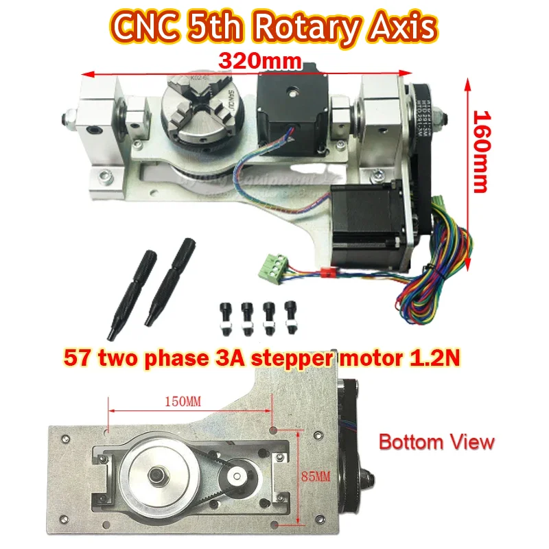 

CNC Router 5th Axis Rotary Axis with Table of Engraving Milling Drilling Machine Metal Engraver for DIY Woodworking 150mm x 85mm