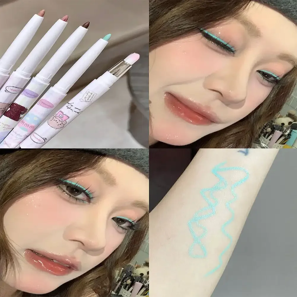 Matte Pink Lying Silkworm Pen Color Natural Brightening Glitter Eye Shadow Pencil Shimmer Glue Eyeliner Waterproof Korean Makeup 5