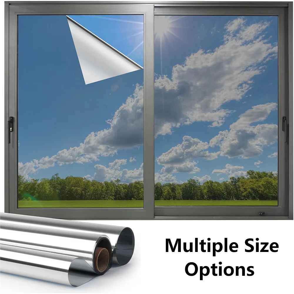 Window Privacy Film One Way Daytime Privacy Static Cling Sun Blocking Anti UV Reflective for Home and Office