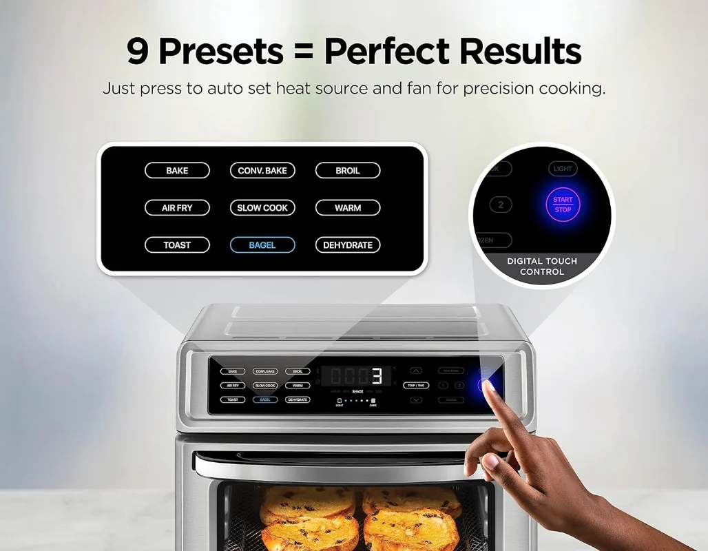 CHEFMAN Air Fryer Toaster Oven XL 20L, Healthy Cooking & User Friendly, Countertop Convection Bake & Broil, 9 Cooking Functions