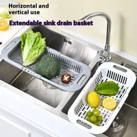 Organisateur de cuisine porte-éponge à savon support d'évier égouttoir télescopique panier de vidange de légumes réglable organisateur de cuisine Gadgets 1
