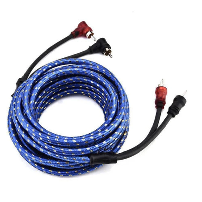 

3X 5M 2 Rca To 2 Rca Plug Car Stereo Audio Cable Amplifier Braided Tool