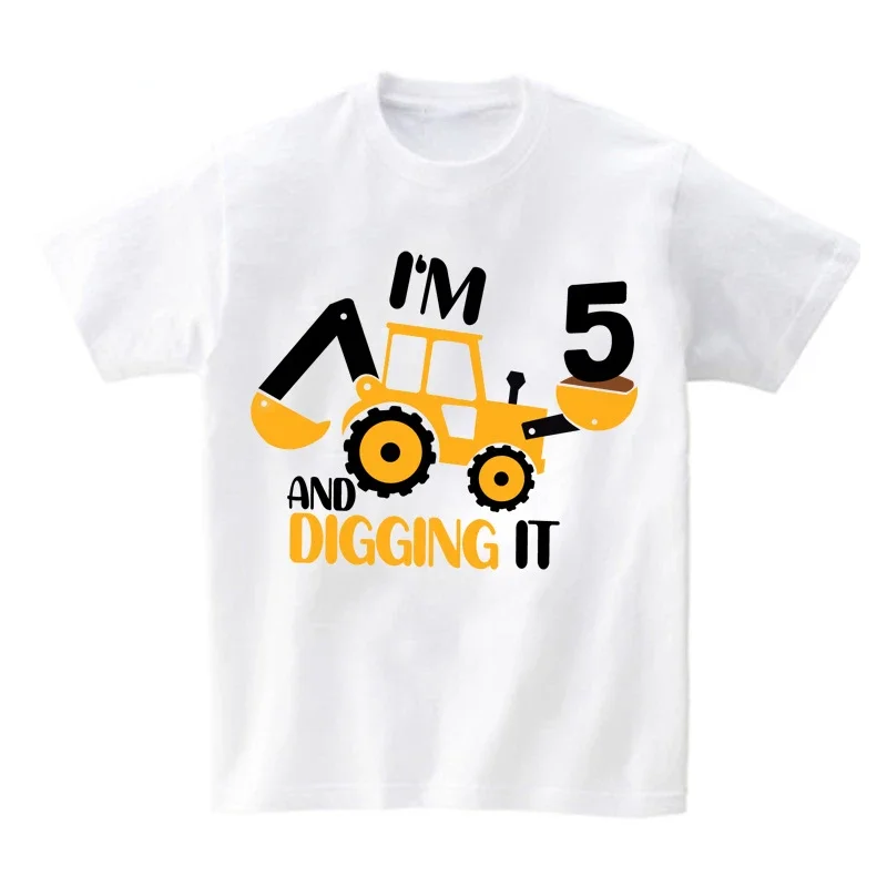 Excavator Birthday Party Family Shirts Construction Personalized T Shirts Boys My Kids T Shirt 4