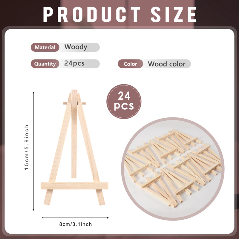 24 Pack Mini Wood Display Easel Wood Easels Set For Paintings Craft Small Acrylics Oil Projects