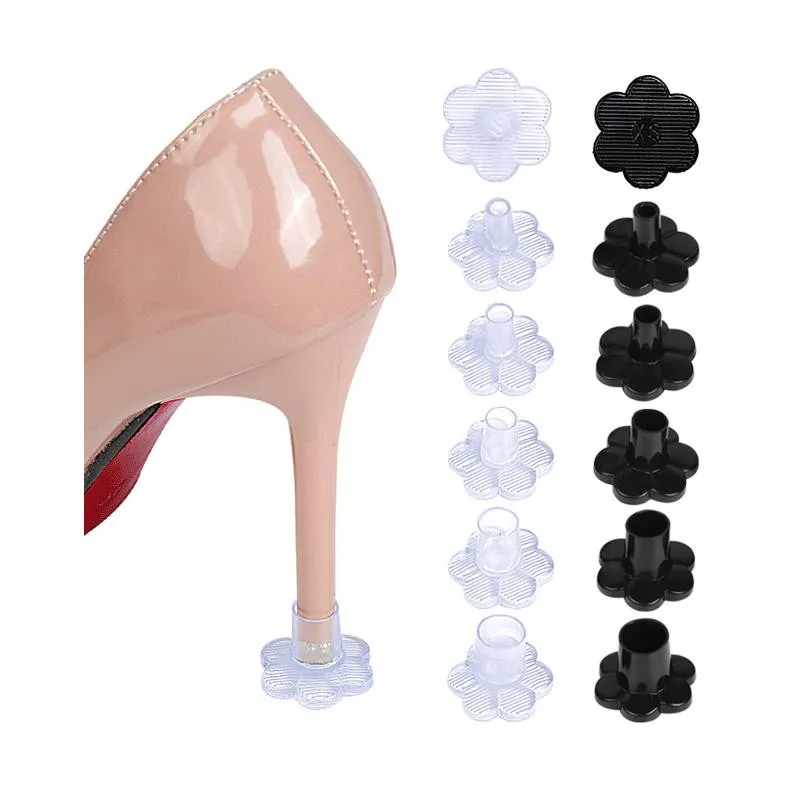 Floral Latin Dance Heel Protector Cover High Heel Slim Anti Slip Durable Mute Protector Heel Cover For Women's Shoes Accesories 