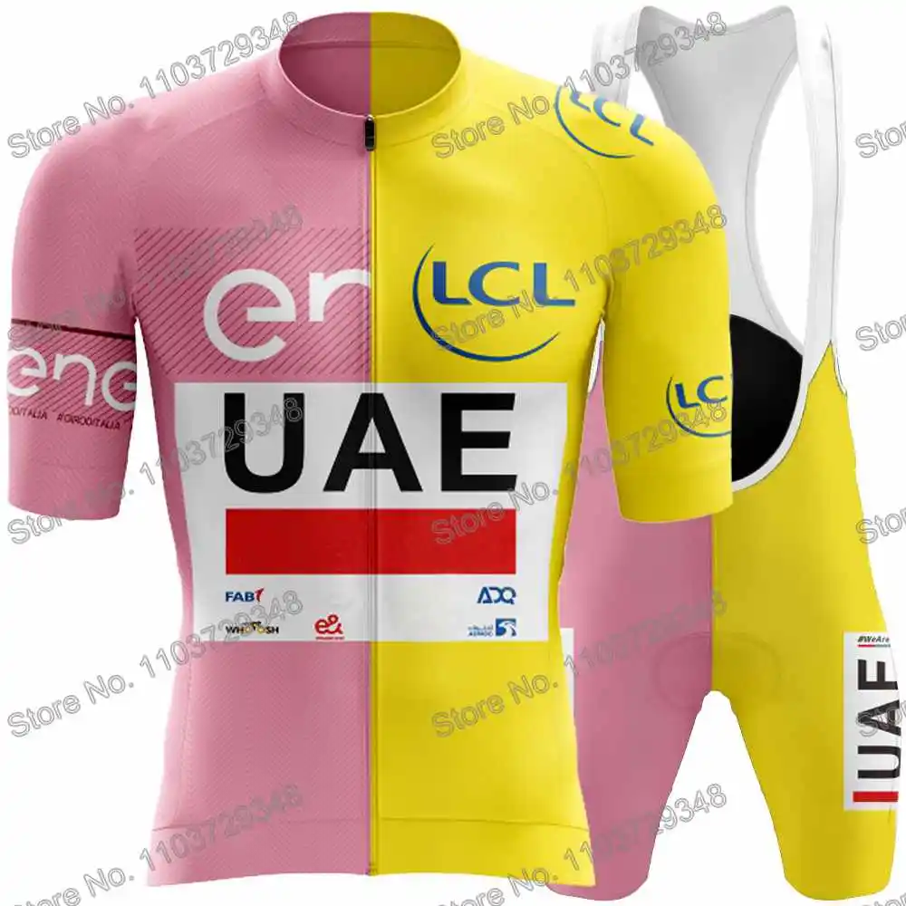 UAE Team 2024 Italy Tour France Tour Cycling Jersey Men's Set Summer Cycling Clothing Pink Road Bike Shirt Suit MTB Bib Shorts 5