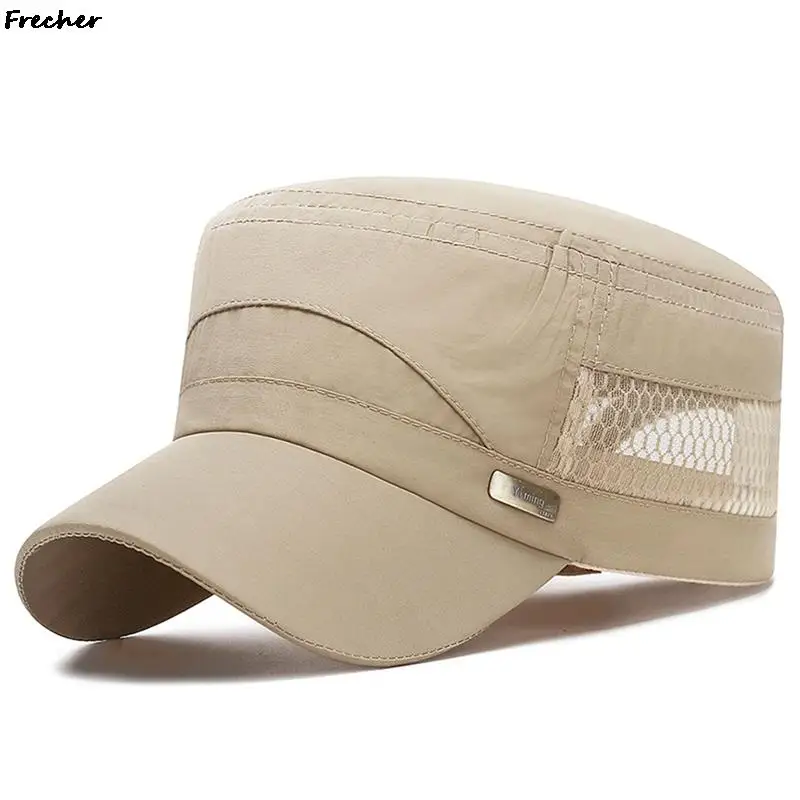 Army Baseball Cap Mesh Patchwork Cadet Hat Military Captain Caps Men Outdoor Sunscreen Combat Hat for Hunting Hiking Visors