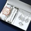 Fashion quartz watch and jewelry set, shock resistant circular analog digital display, PU leather strap, zinc alloy case 6 Fashion quartz watch and jewelry set, shock resistant circular analog digital display, PU leather strap, zinc alloy case 6