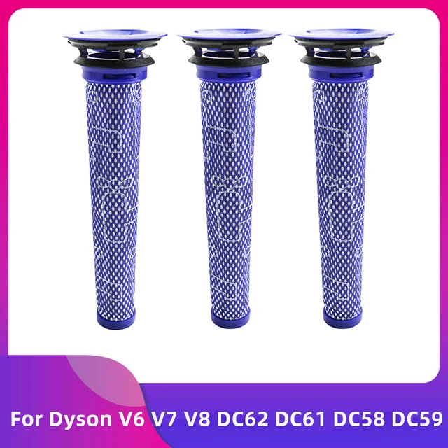Filter for Dyson V6 Absolute Motorhead Cordless Stick Vacuum, 2 Post  Filters, 2 Pre Hepa Filters Replacement, Compare to Parts # 965661-01 &  966741-01